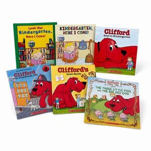 Scholastic Kindergarten Clifford Big Red Dog 6 Book Bundle Paperback Set